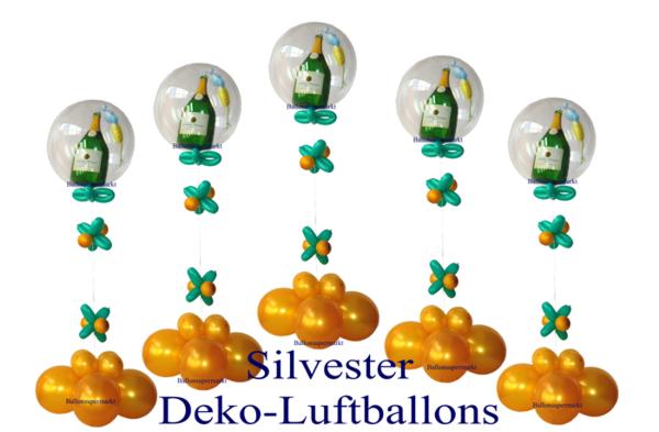 Dekoration aus Ballons zur Silvesterparty, Champagner-Bubbles-Luftballons