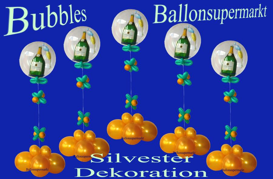 Silvester Dekoration: Bubbles, Champagner Luftballons, Ballondekoration zu Silovester vom Ballonsupermarkt