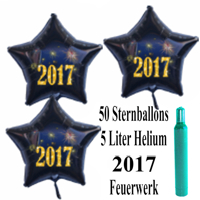 Silvesterdeko Sternballons 2017, Ballons Helium Set 50 Ballons Feuerwerk, Partydeko Silvester