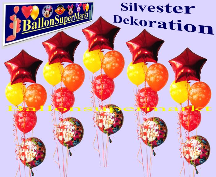 Ballon-Buketts Silvester, Partydekoration, Ballondekoration mit Silvester-Luftballons, Sternballon, Silvesterballons, Happy New Year Luftballone