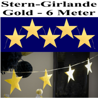 Silvesterdeko Stern-Girlande Gold, Partydekoration Silvester