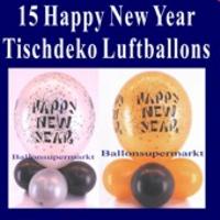 silvesterdeko, tischdeko mit silvester-luftballons happy new year